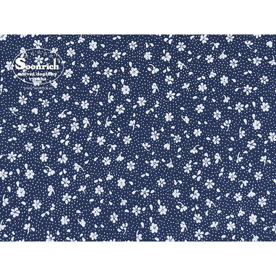 Soonrich látka na patchwork bílé květiny na modré ptw145 – Zbozi.Blesk.cz