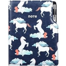 Notes DESIGN A5 čtverečkovaný modrý koně