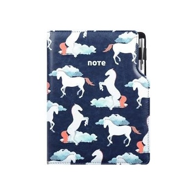 Notes DESIGN A5 čtverečkovaný modrý koně
