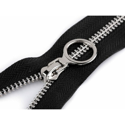 Kovový zip No 5 délka 80 cm s ozdobným jezdcem Varianta: 2 černá staromosaz, Balení: 1 ks
