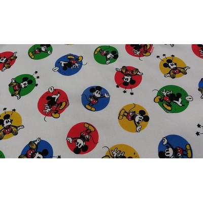 Bavlnená látka MICKEY MOUSE kolieska šírka 150 cm