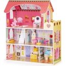 Eco Toys dřevěný domeček pro panenku basic s LED páskem růžový 79 cm