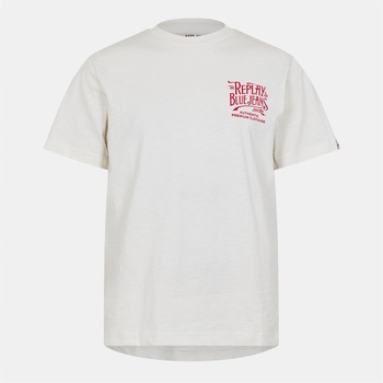 Replay Тениска Replay Back Jeans T-Shirt - White