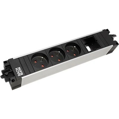 BACHMANN Systém STEP ALU,3x zásuvka CZ, 1x volné, GST18(M) - 3x CEE 7/7(F) - GST18(F) (906.0849) - 19.07.0995