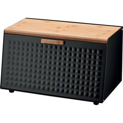 Pro-Tech shop Smaltovaný chlebník Hibisco s bambusovým víkem 35,5x17x19,5cm černý 68470