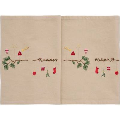 Ib Laursen Behúň s výšivkou Branch Christmas Ornaments 30x160 cm