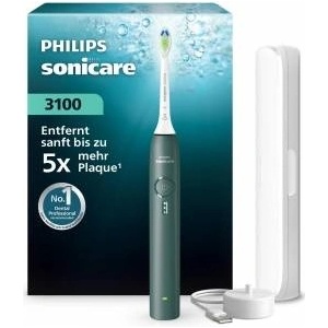 Philips Sonicare Series 3100 Electric Toothbrush - Sonic toothbrush with pressure sensor, 3 intensity settings, EasyStart, SmartTimer, 14 days battery life, travel case, Dark Green, HX4033/26, [New]