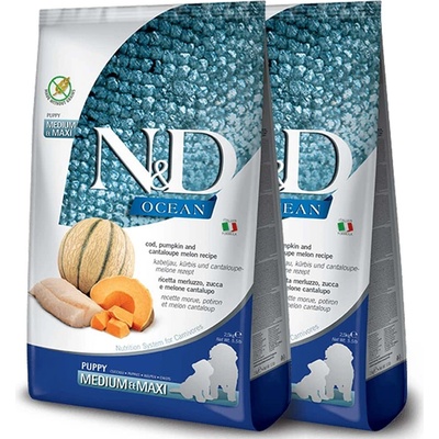 N&D dog Ocean Adult Medium & Maxi Herring and Orange 2 x 12 kg