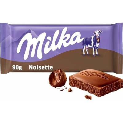 Milka Noisette mléčná čokoláda z alpského mléka s lískooříškovou pastou 90 g