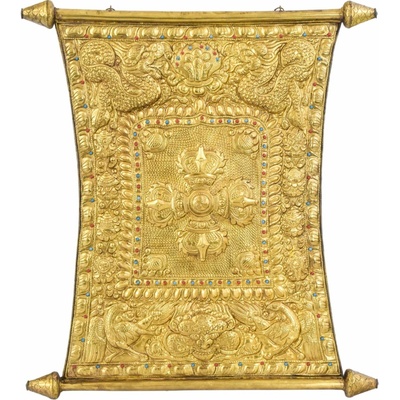 Sanu Babu Dorje, astamangala, mosazná plastika na zeď, 70x82cm