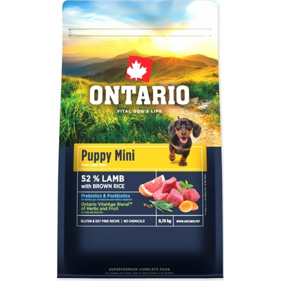 Ontario Puppy Mini Lamb & Brown Rice 0,75 kg
