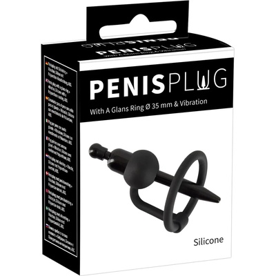 Penis Plug with a Glans Ring & Vibration 35mm