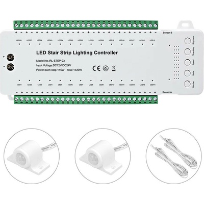 LED ovladač pro schodiště pro 28 schodů s PIR senzory