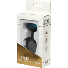 Star Collection Black Silicone Anal Plug L Light Blue Stone