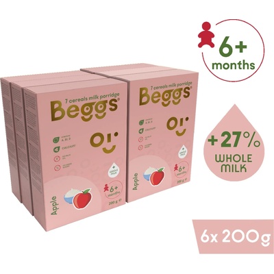 Beggs Mléčná 7zrnná kaše jablečná 6 x 200 g