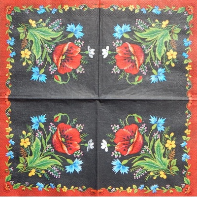 Maki obrúsky Máky na černé 33x33cm