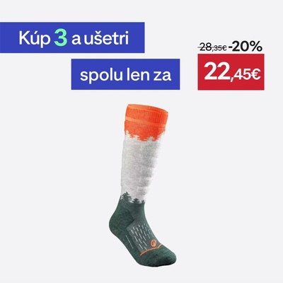 Wedze detské lyžiarske hrejivé pohodlné ponožky 500 s motívom lesa červené