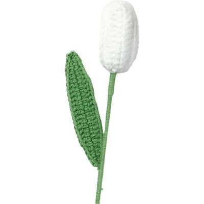 ANNAM Háčkovaná květina Tulipán bílý, 4 × 41 cm