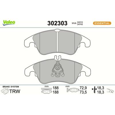 Sada brzdových platničiek kotúčovej brzdy VALEO 302303