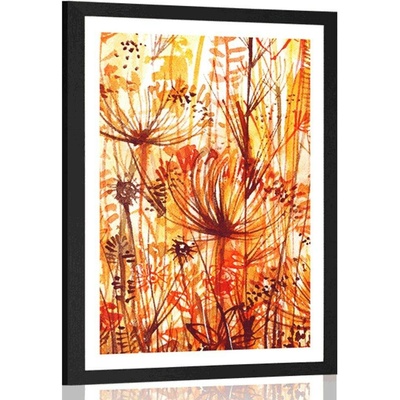 Plakát s paspartou pampeliška v oranžových odstínech - 30x45 silver