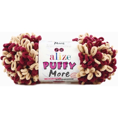 Alize příze Puffy More 6296 bordó a béžová