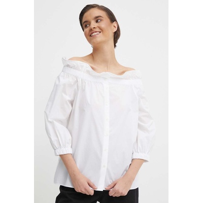 MOS MOSH Памучна блуза Mos Mosh дамска в бяло с изчистен дизайн (160130)