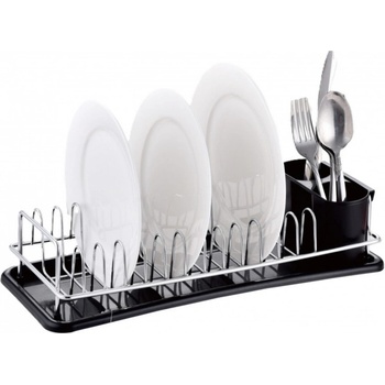 Rosberg Сушилник за съдове Rosberg R53000M, 41.5х17.5х9.5 см, Подвижна тава, Хром/черен (R53000M ch/black)