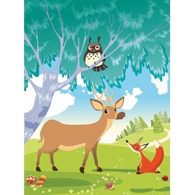 Preinterier Fototapeta panel - PL0429 - Lesné zvieratka vlies - 206cm x 275cm