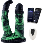 HISMITH WDA039-M-F Wildolo Glow-in-the-dark Liquid Silicone Double Dildo with App 22.7cm Black-Green