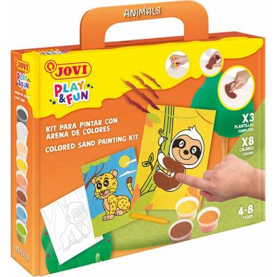 Jovi Kreatívna sada na maľovanie pieskom Play&Fun Zvieratá – 12-dielna