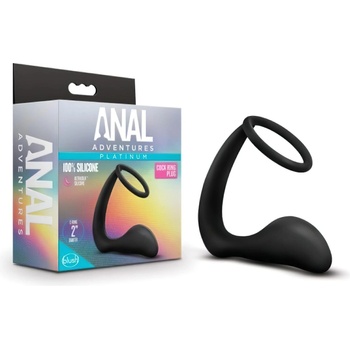 Anal Adventures Platinum - анален дилдо с пенис пръстен (черен)