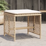 vidaXL Външни табуретки с възглавници 4 бр бежови 41x41x36см полиратан (365052)