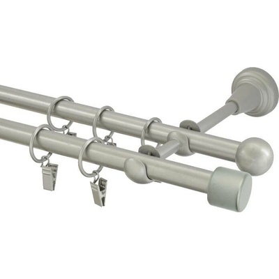 GARNÝŽE-HEBR Garnýž Válec matná stříbrná dvojitá 360 cm
