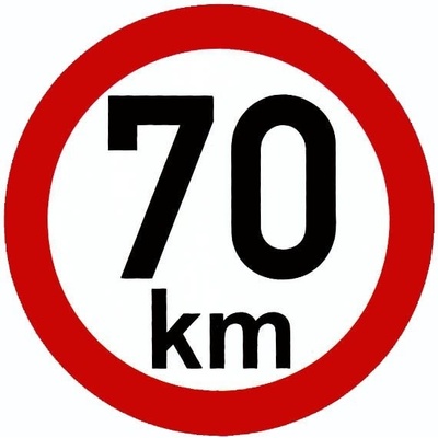 Samolepka konstrukční rychlosti 70 km, průměr 19 cm