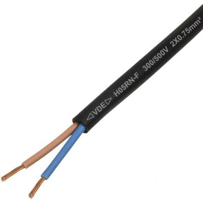 Tru Components TC-13389160 kabel s gumovou izolací H05RN-F 2 x 0.75 mm² černá 100 m