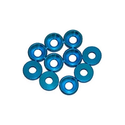 Ultimate Racing 3 mm hliníkové konické podložky modré 10 ks