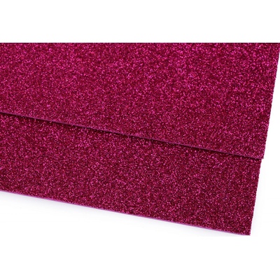 Pěnová guma Moosgummi s glitry růžová tm. 20x30 cm - 2ks