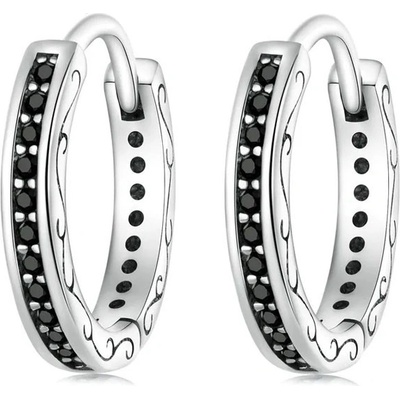 Grace Silver Jewellery stříbrné náušnice se zirkony Nicol E-SCE1522/150 Černá