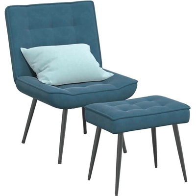 vidaXL 328072 Relaxační se stoličkou modré samet