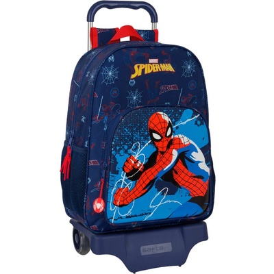 Spider-Man Училищна чанта с колелца Spider-Man Neon Морско син 33 x 42 x 14 cm
