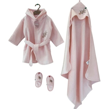 Bebessi Детски халат за баня с аксесоари Bebessi - Пудра (3980)