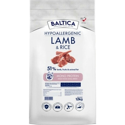 Baltica Nutraceutic Hypoallergenic malé jehněčí rýže 12 kg