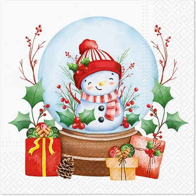 TaT Obrúsky Snowman in a ball 33x33cm