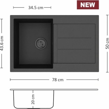Image 1 of Eurolux FERETA 78.1 SI Композитна мивка за вграждане (FERETA 78.1 S)