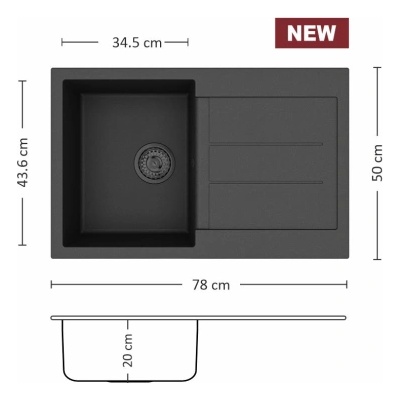 Eurolux FERETA 78.1 SI Композитна мивка за вграждане (FERETA 78.1 S)