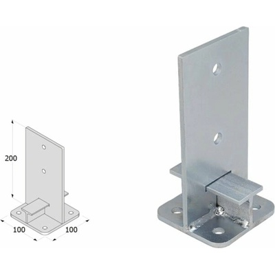 Domax zaskrutkovacia pätka stĺpika typu T PUW 90 - 90 x 41 x 200 x 6 mm
