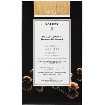 KORRES Нова трайна боя за бели коси с Арган & Серамиди Златен Кестен , Korres Argan Oil Ageless Colorant 50ml 9.73 Gold Chestnut Hair Colorant For White Hair