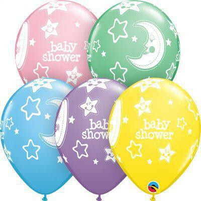 Qualatex Balóniky potlač Babyshower mesiac a hviezdy 11" 28