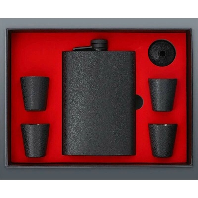 Elegantná darčeková sada s ploskačkou čierna 240 ml