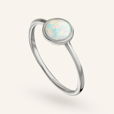 SilveAmo Jemný stříbrný prsten se světle modrým opálem KK2OPB.1184